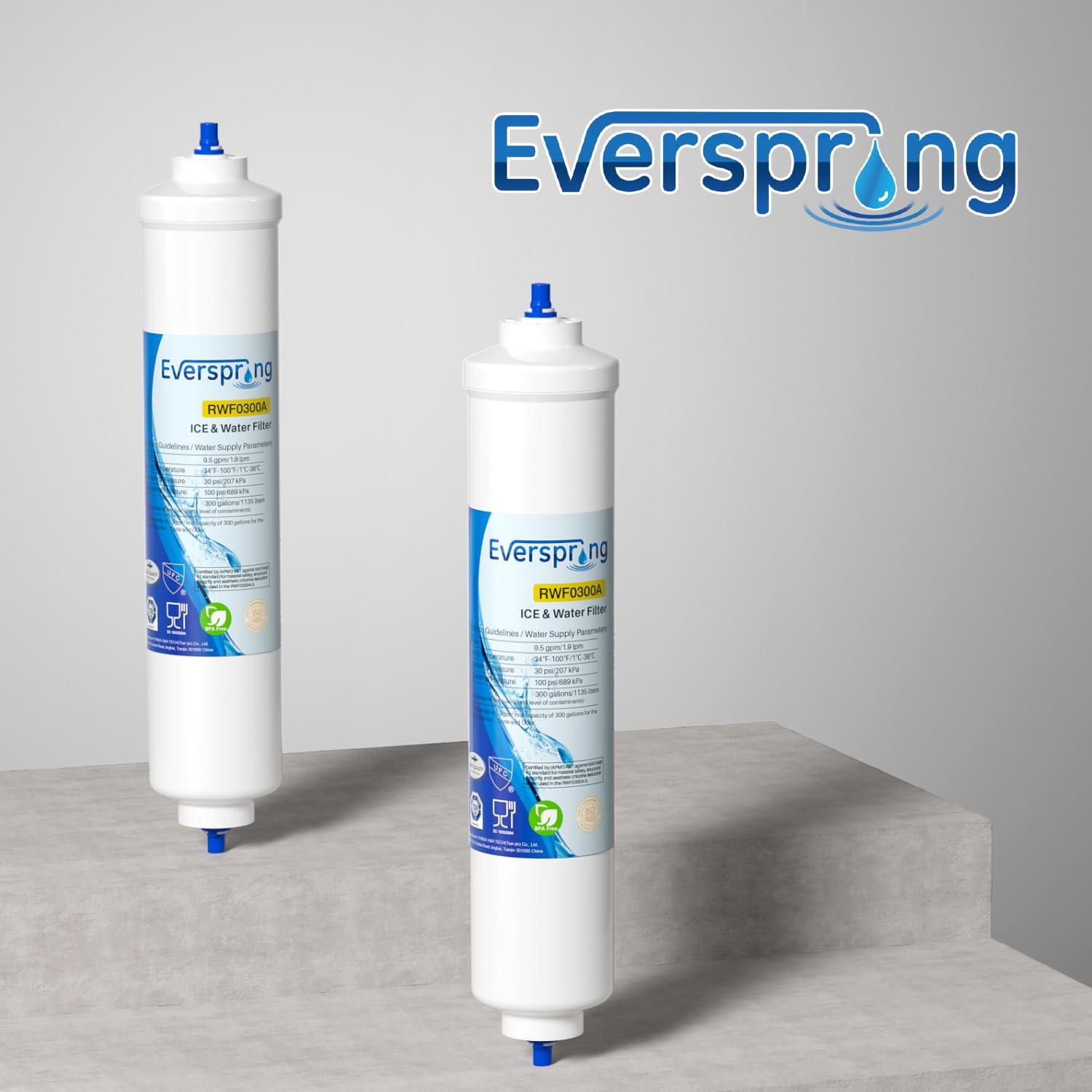 EVERSPRING Filtr wody do lodówki Kompatybilny z Samsung DA29-10105J, DA29-10105J HAFEX/EXP, DA99-02131B, WSF-100, EF9603, LG Inline Lodówka, 4 sztuki.