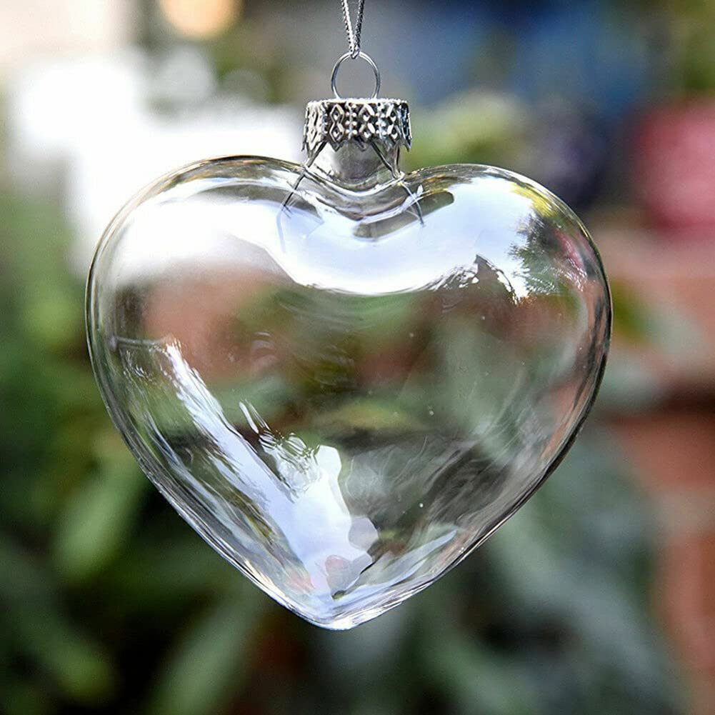 36 bolas en forma de corazón, adornos de Navidad, bolas transparentes rellenables para bodas, fiestas de Navidad