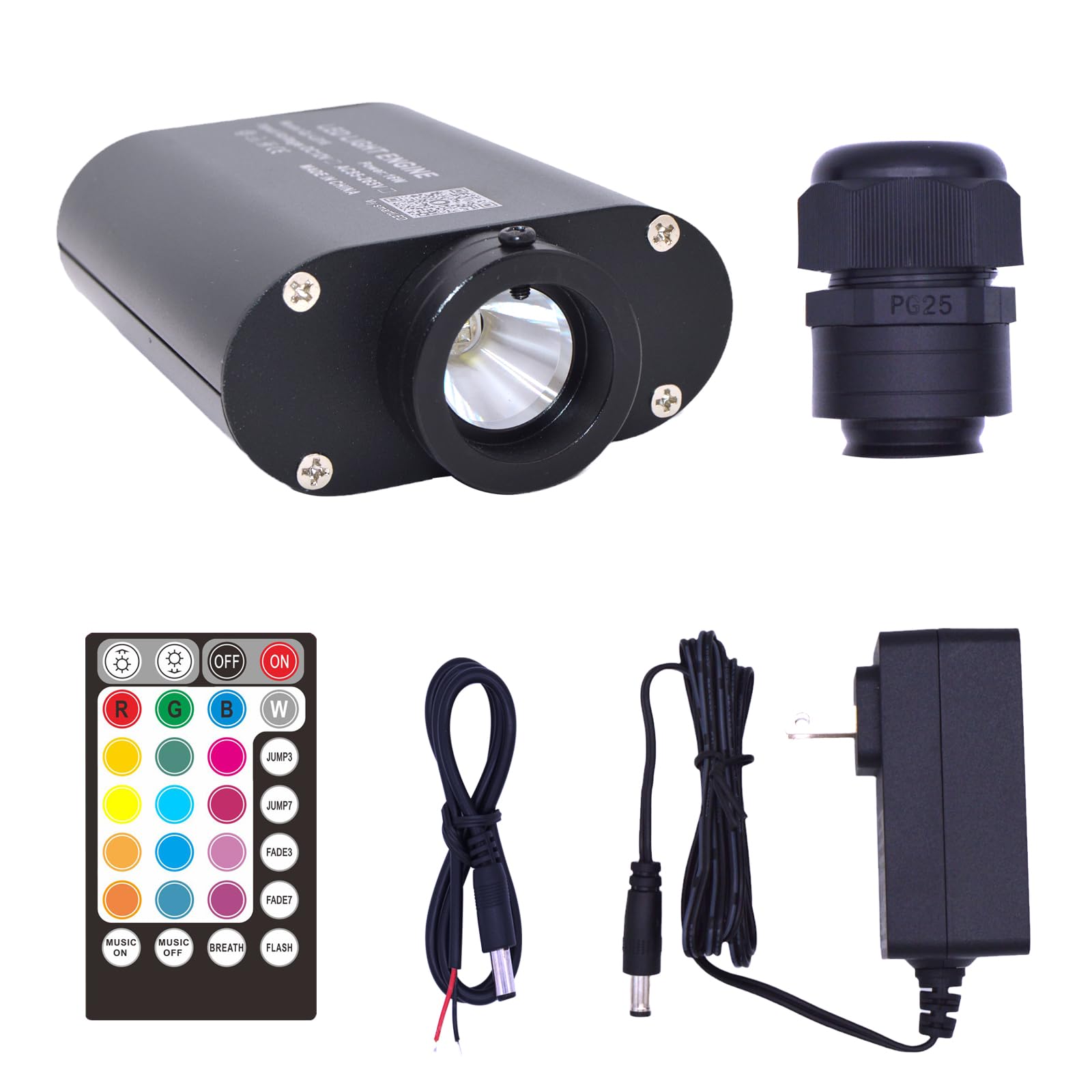 16W Bluetooth APP Control Music Sync Fiber Optic Light Source RGBW Light Box Engine Diver for Car Starlight Headliner Home Indoor Star Ceiling