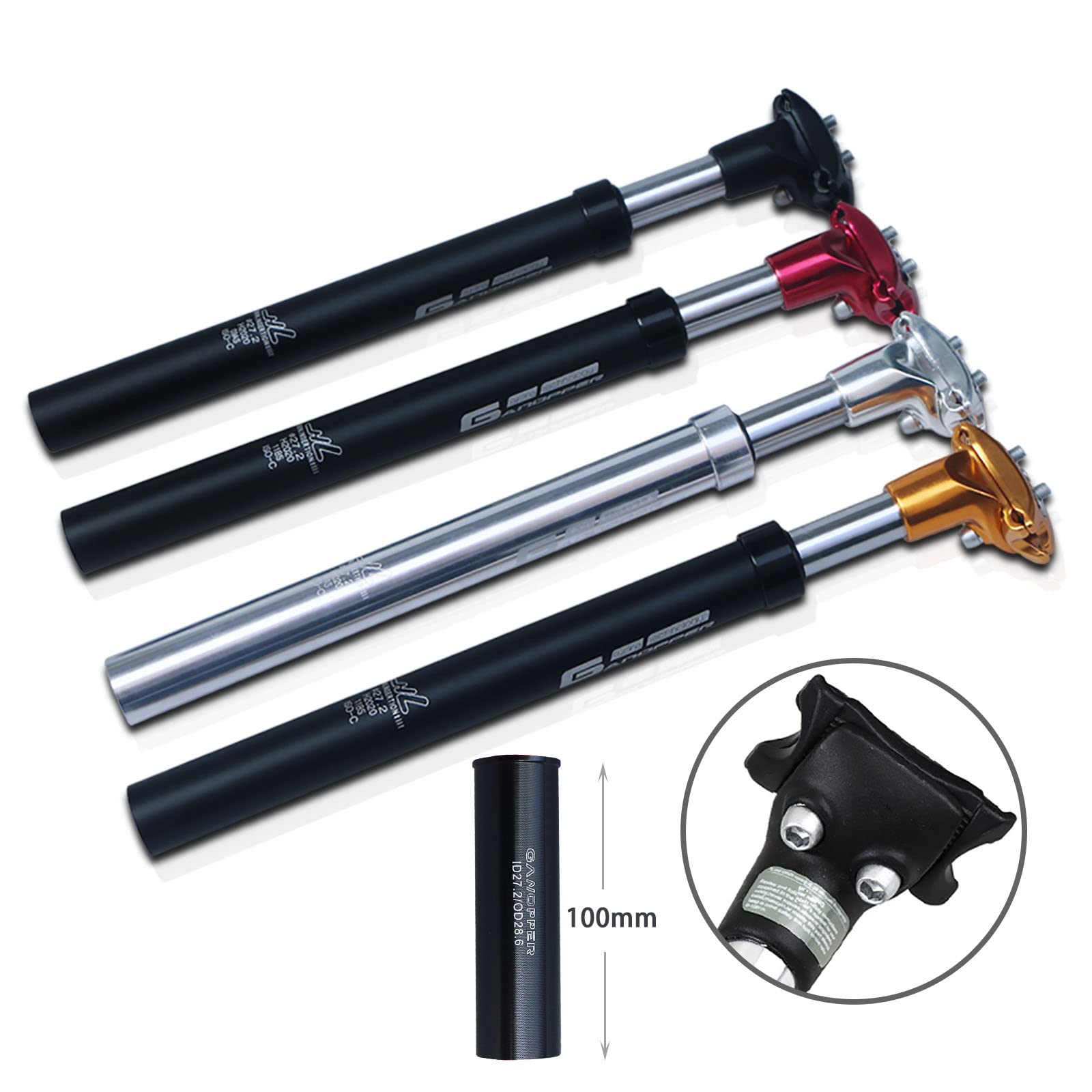 Sattelstütze Gefedert 27.2/28.6/30.0/30.4/31.6/33.9/34.9 350mm Alu Mit Konverter Für MTB BMX Mountainbike Rennrad E-Bike