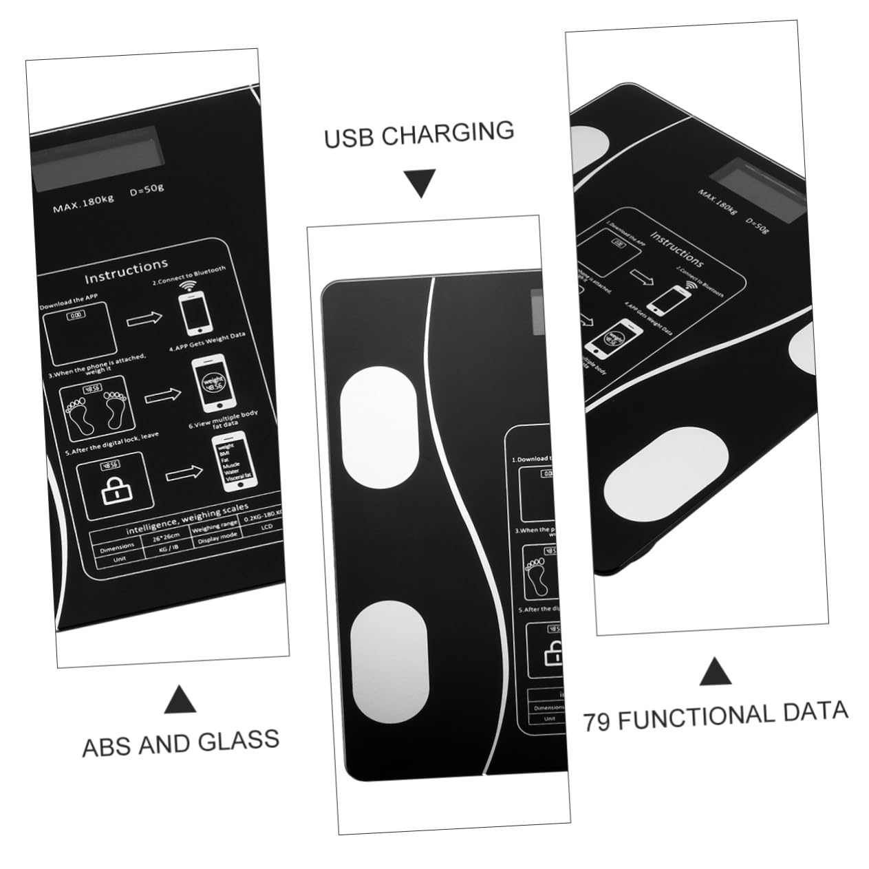 Balance Impédancemètre USB Rechargeable, Affichage Led, 180 Kg