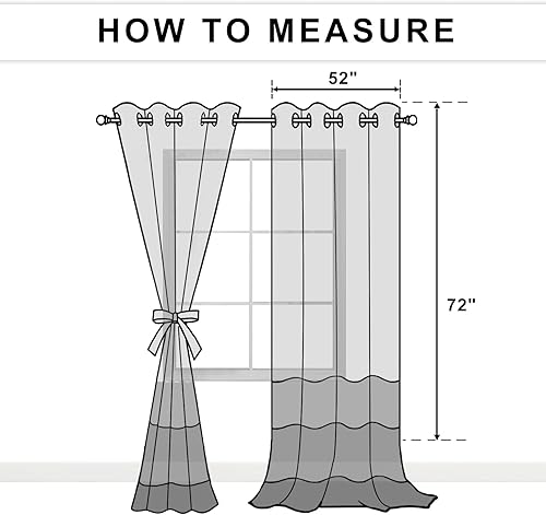 Miniatura 7 de JIUZHEN Cortinas semitraslúcidas filtrantes de luz con ojales para ventana de sala de estar, dormitorio, sala de estar, 52 pulgadas de ancho x 72