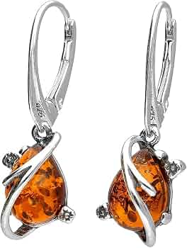 KZX Orecchini Libellula In Argento Sterling 925 Con Ambra | Pendenti Donne | Gioielli Significativi In Confezione Regalo