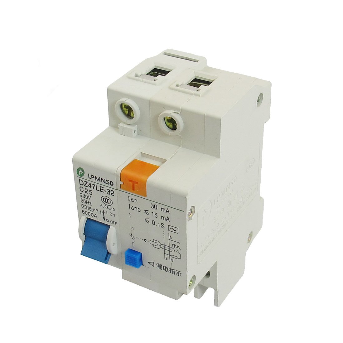 Disjoncteur 1P 25A DIN Rail 230VAC 6000A pour tableau électrique domestique