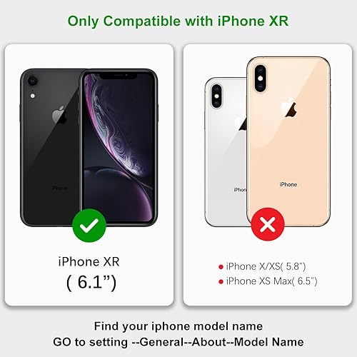 Miniatura 2 de Funda tipo cartera para iPhone XR con tarjetero, para iPhone Xr para mujeres y hombres, piel sintética a prueba de golpes con hebilla magnética,