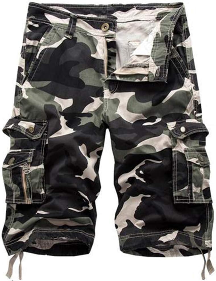 Osmyzcp Mens Cotton Relaxed Fit Loos Fit Outdoor Camouflage Camo Cargo Shorts