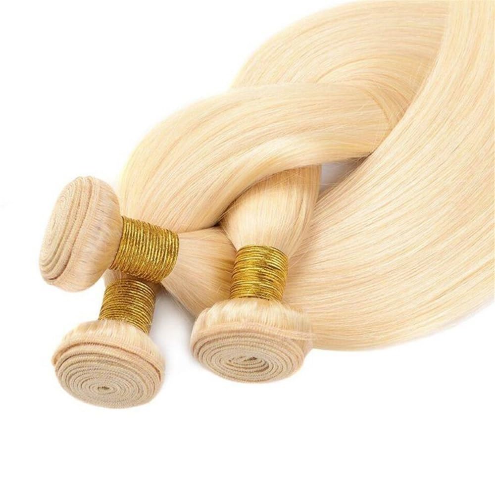 Naturalne brazylijskie pasemka Remy gładkie 613, nieobrobione przedłużanie włosów, podwójne pasemka, jasne blond peruki dla kobiet (24 cale)