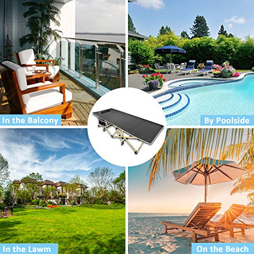 Lmlpt Camping Cots, Folding Portable Camping Cot For Kids Adults, Heavy Duty 31" Wide Sturdy With Carry Bag For Camp Home Office Use, Black Gray #TOP7