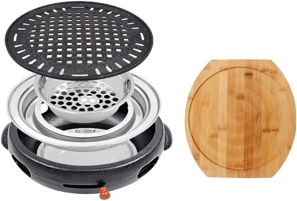 Portable BBQ Grill, Korean BBQ Grill Cast Iron 32cm x 10cm Multicolor Pack of 8 for 4-6 People(E)