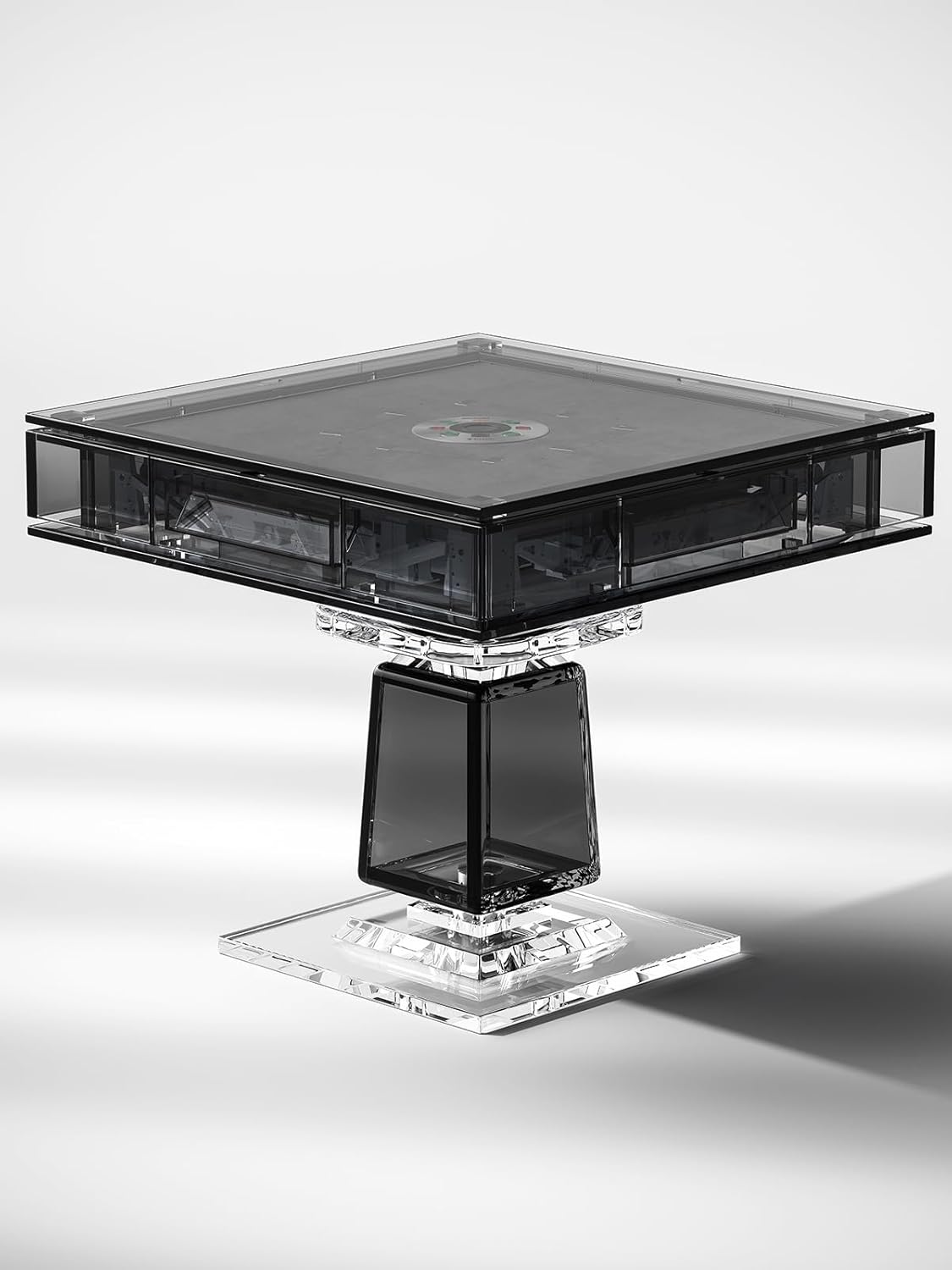 Light Luxury Acrylic Automatic Mahjong Table, Black and Blue (Table with seat B (Blue))