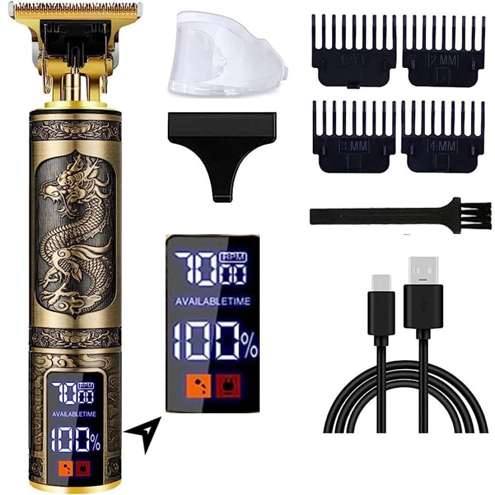 VEENOVA Trimmer Men Hair Trimmer For men, Rechargeable Electric Trimmer for Men with USB cable and 4 Guide Combs, stainless steel T-Blade Body Shaver for Men (saving kit for male)