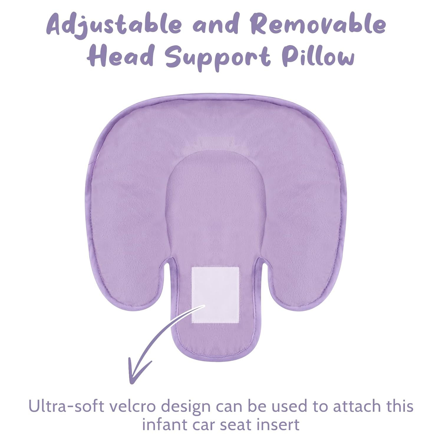 2 in 1 Infant Car Seat Insert Head and Body Support Set, Reversible Newborn Insert for Carseat with 3 Extra Strap Paddings, Soft Stroller Cushion Pillow Insert Girls, Fits for Stroller, Swing, Purple