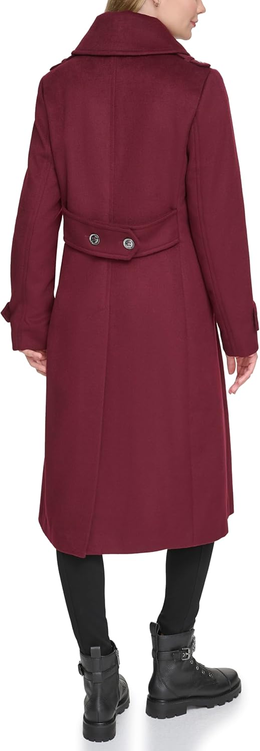 KARL LAGERFELD Women's Luxe Twill Classic Maxi Peacoat - Image 4