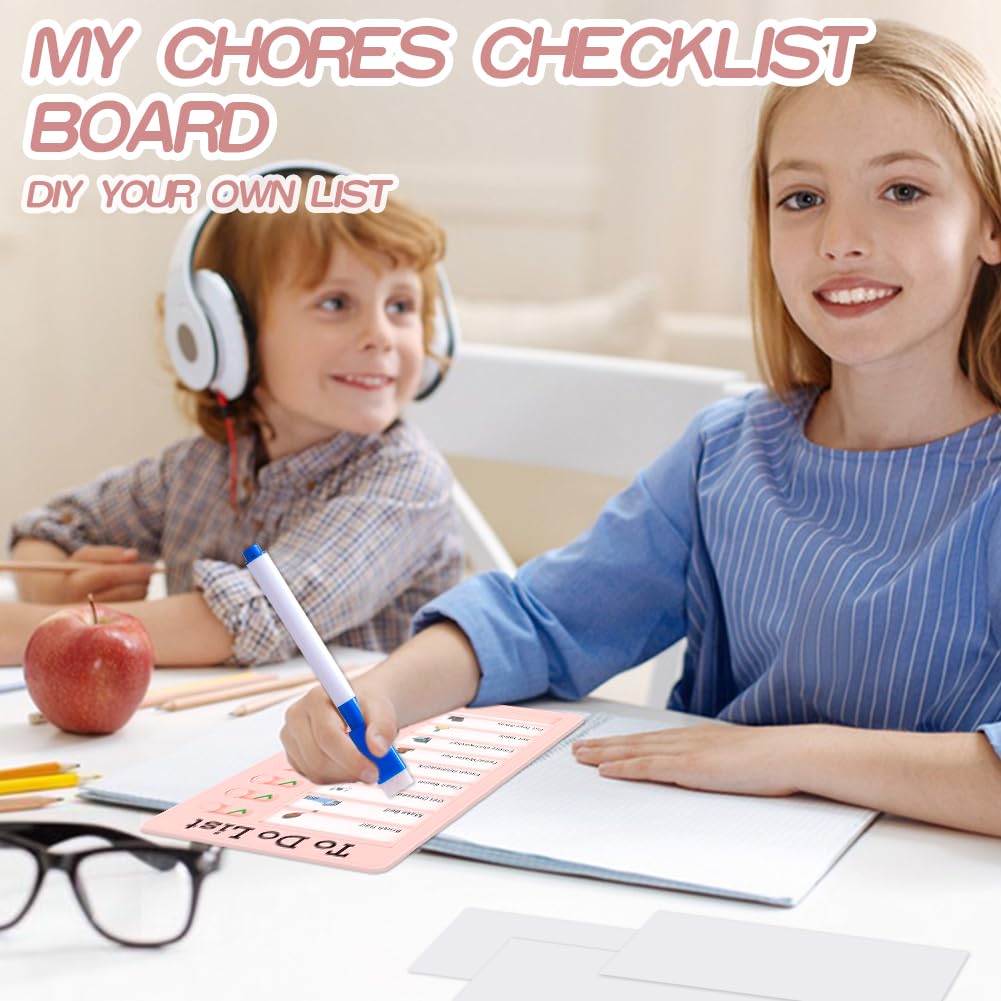 Diffaxy 2 stuks checklist boards, draagbare to-do-lijst checklist board met 10 blanco papier, weekplanner voor kinderen, afneembaar takenlijstbord ter herinnering aan de planner