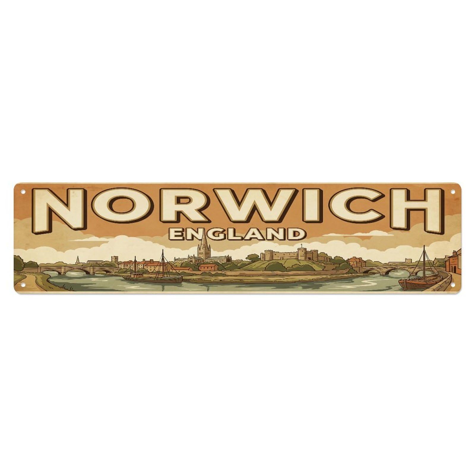 Tgrcjimh Style Metal Tin Sign Vintage Travel England Norwich