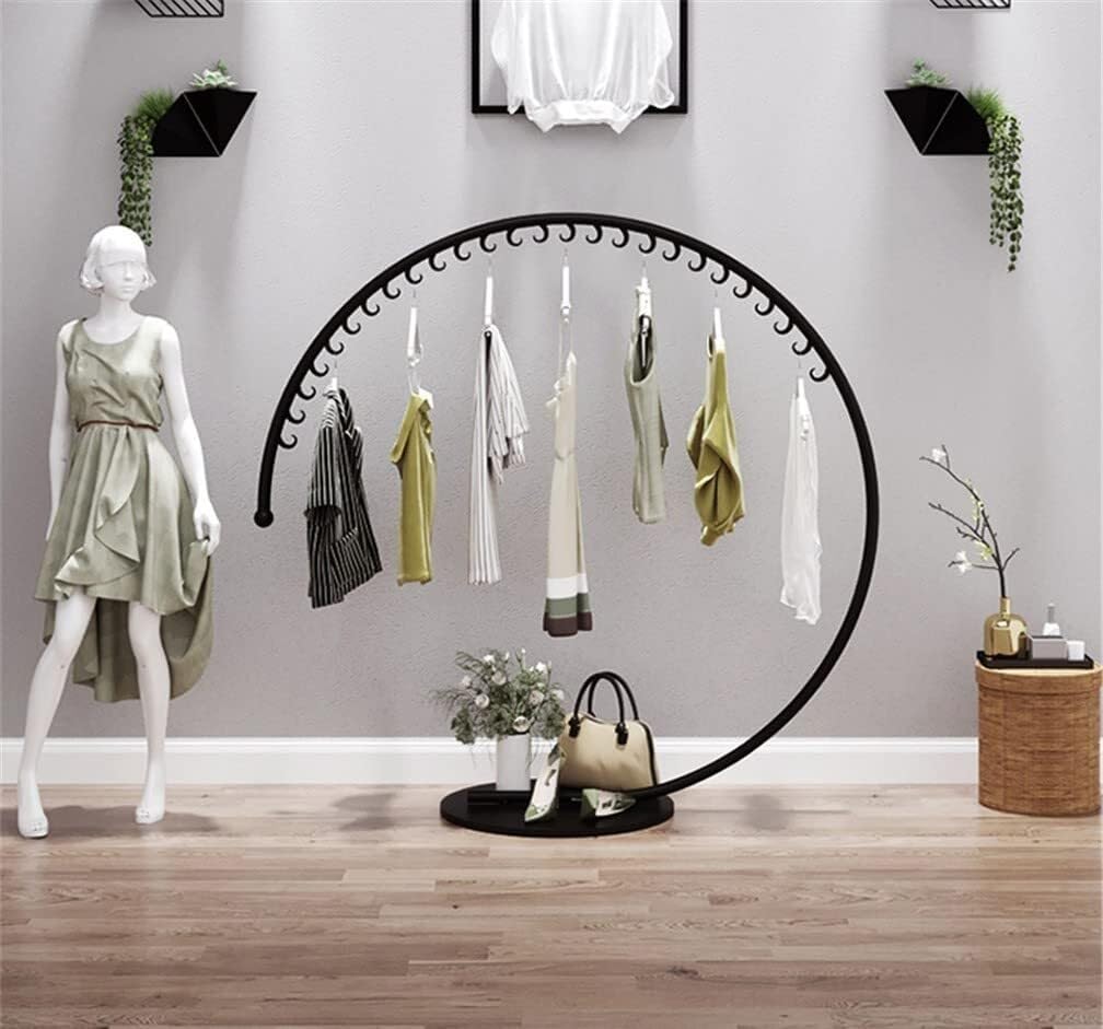Round Nano Gold Clothes Rack Heavy Duty freestanding Display Rail for Clothing Store Bedroom or Living Room -