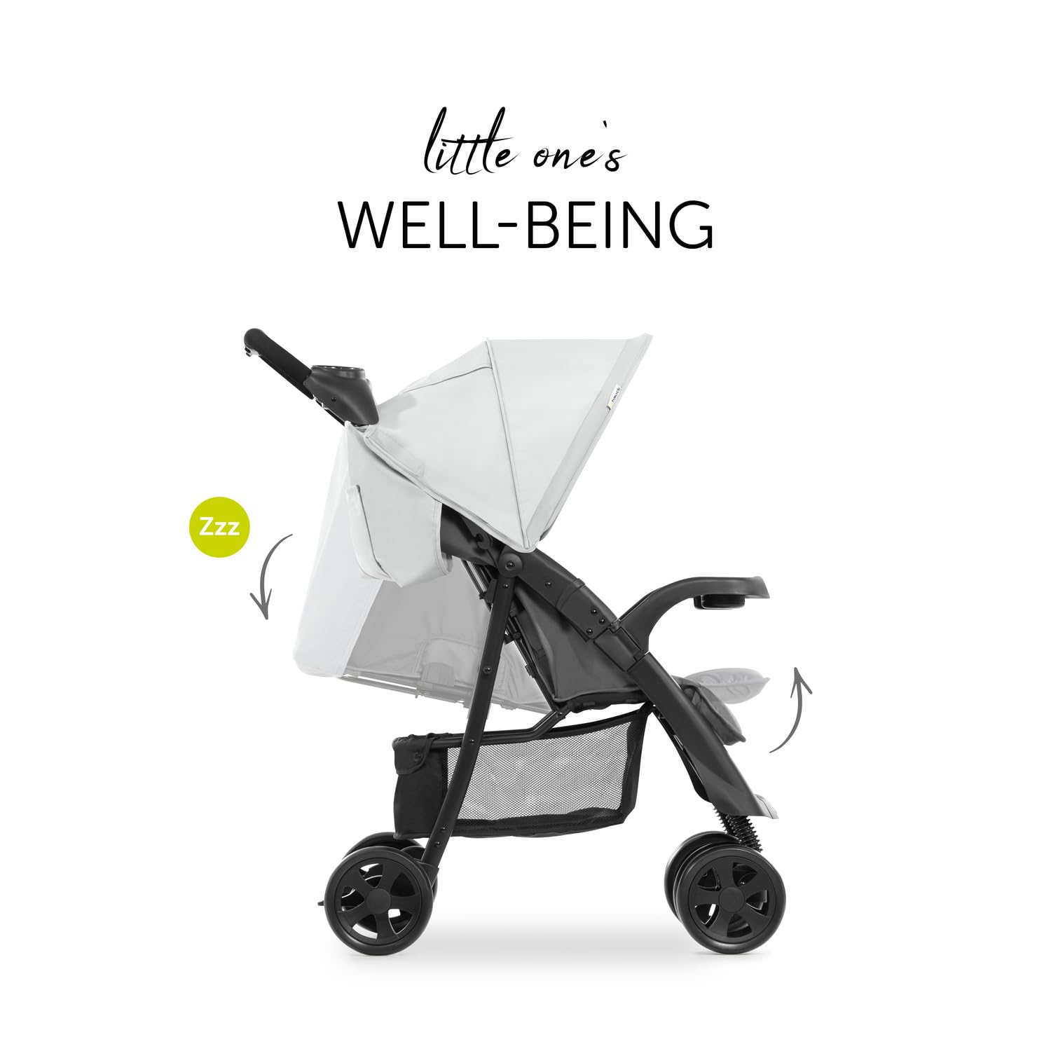 hauck Shopper Neo II, Grey - Kinderbuggy mit Liegeposition ab Geburt bis 22 kg, 2x Tablett mit Getränkehalter, Einhändig Klein Zusammenklappbar, Tasche im Verdeck, XL Korb