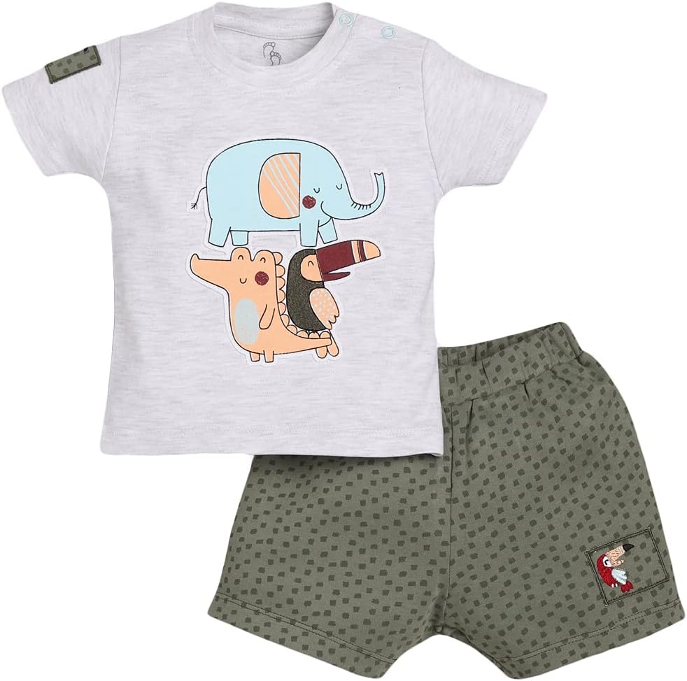 BABY GO100% Pure Cotton T-shirt and Shorts Set for Baby Boys