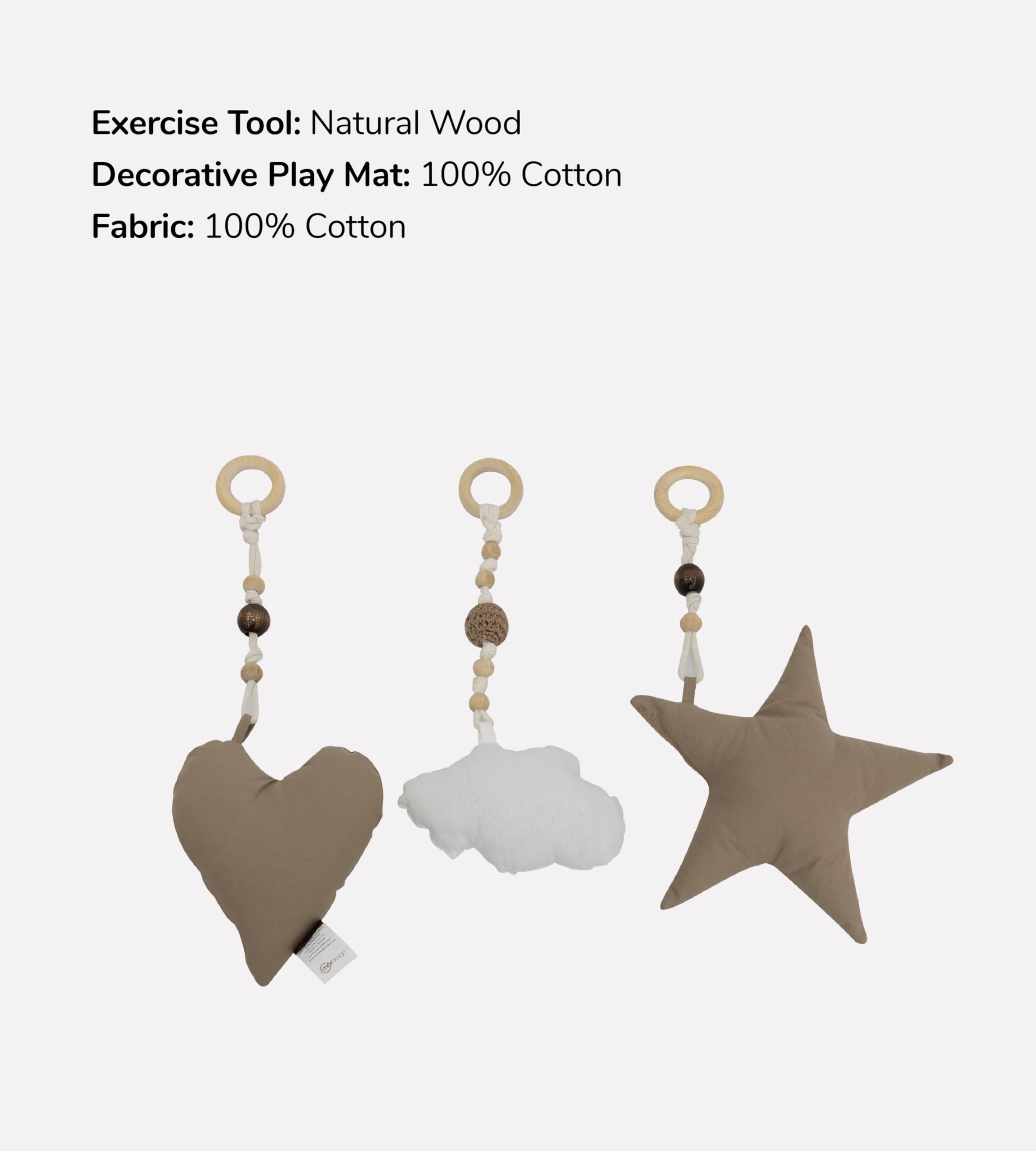 Bibena Nova Baby Gym - Wooden Developmental Activity Set, Promotes Motor Skills and Hand-Eye Coordination with Removable Toys for Engaging Playtime. (Powder)