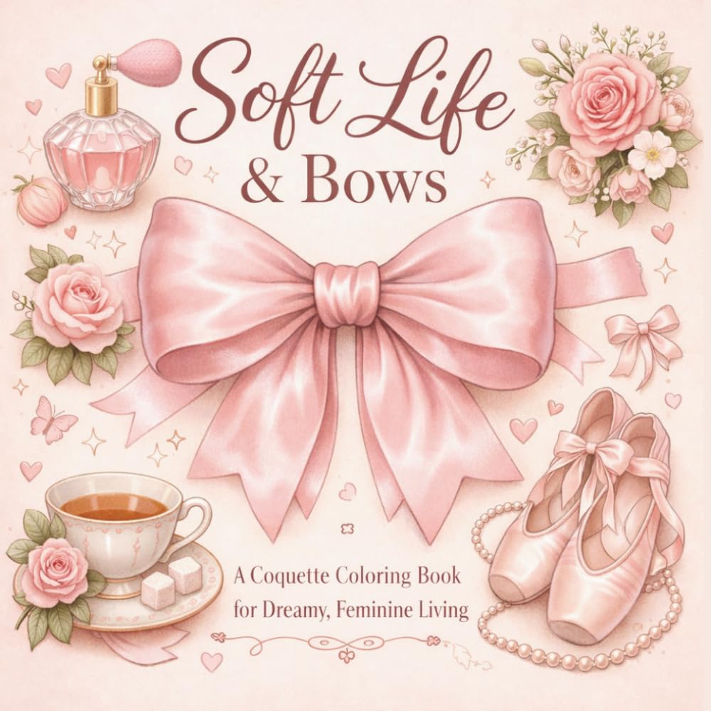Soft Life & Bows: A Coquette Coloring Book for Women, Relaxation, Self Care & Feminine Aesthetic Living