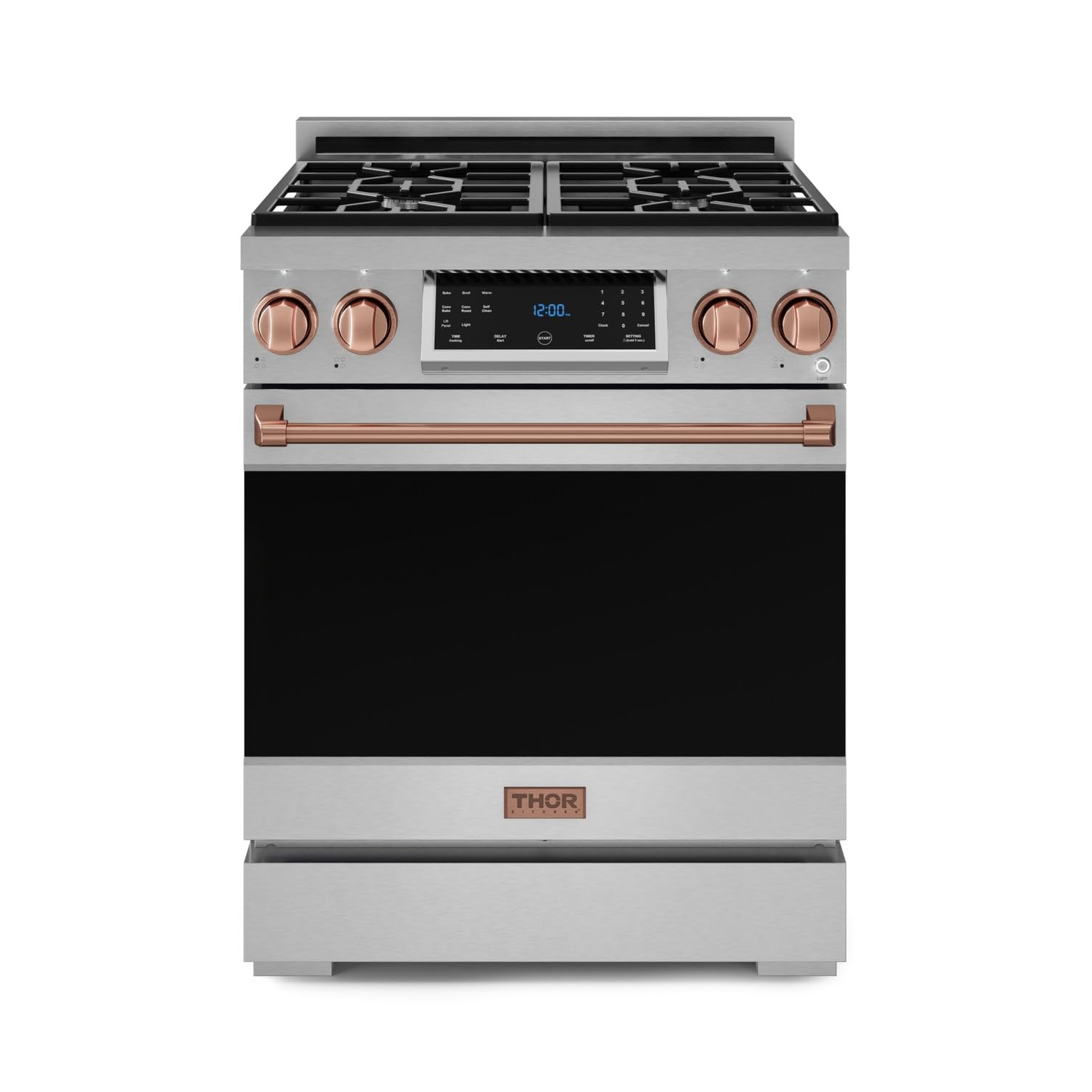 Gordon Ramsay by THOR Kitchen 30 Inch Professional Gas Range with Tilt Panel Touch Control in Stainless Steel/Rose Gold
