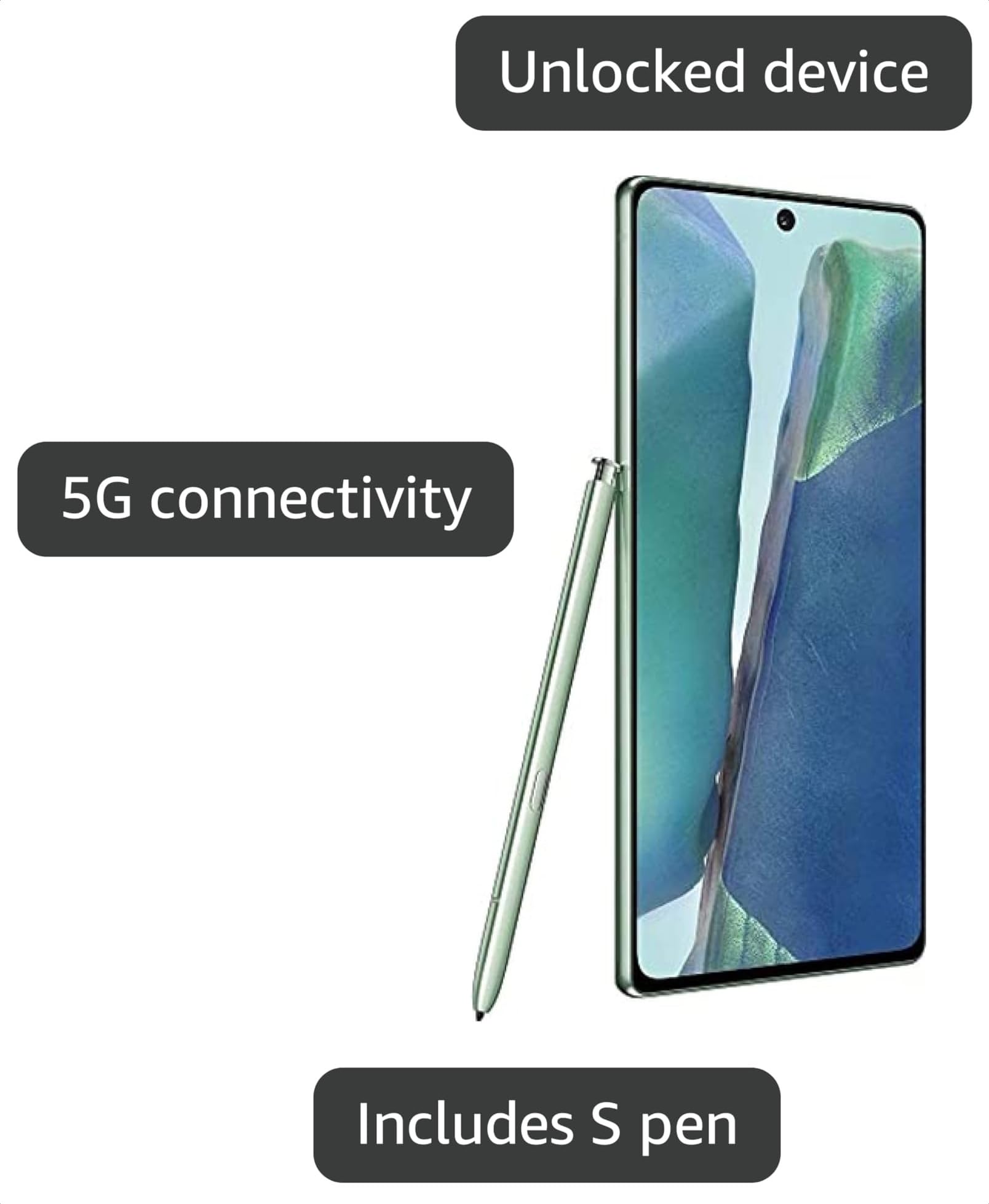 Amazon.com: Samsung Galaxy Note 20, 128GB + 6GB RAM, Mystic Green