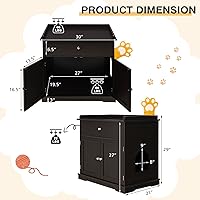 Vista 4 de Tangkula Caja de arena para gatos, muebles ocultos con cajón grande, 2 puertas, banco de almacenamiento para baño de gatos, mesa auxiliar