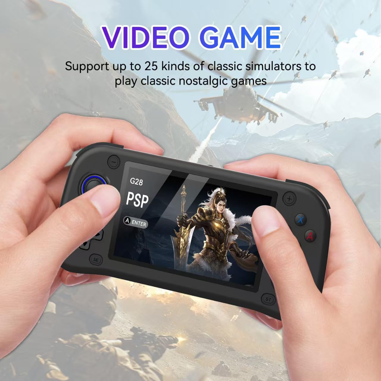 Nuova console da gioco portatile, 128 GB di memoria interna con 20.000 giochi, sistema Linux, console portatile per videogiochi, schermo IPS da 4,3 pollici, oltre 30 emulatori e sistema Linux (bianco