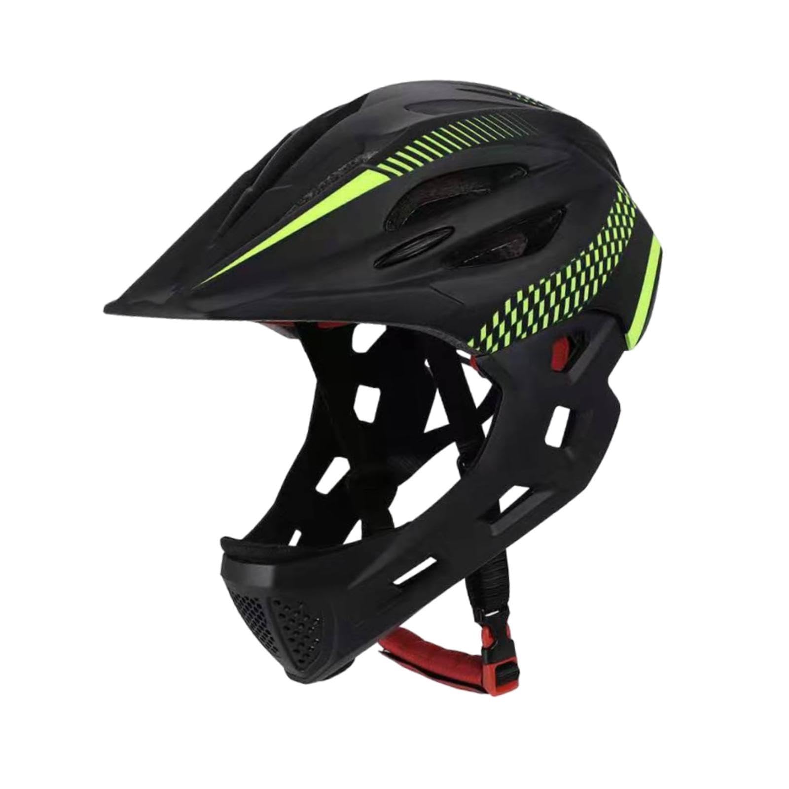 Baoblaze Kids Bike Helmet Full Face Helmet Adjustable Portable Cycling Helmet Children Bicycle Helmet for Skateboarding Rock Climbing, black green