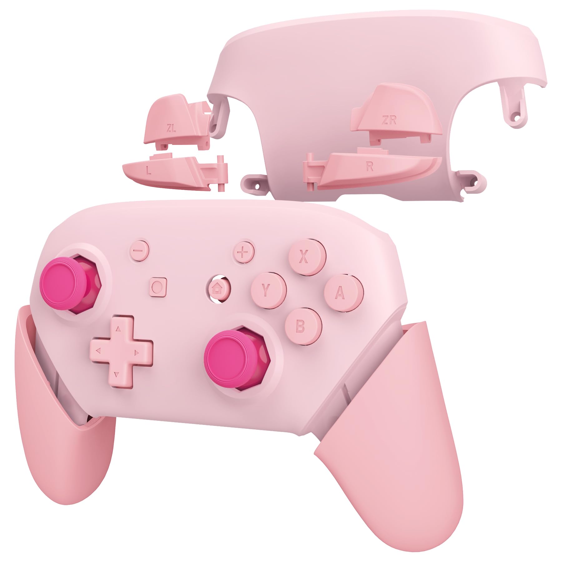 eXtremeRate Carcasa Agarre para Nintendo Switch Pro Accesorios Joysticks Diseño Octagonal Funda DIY Reemplazo Cubierta Grip Shell para Nintendo Switch Pro Control-No Incluye Mando(Cerezo Rosa)