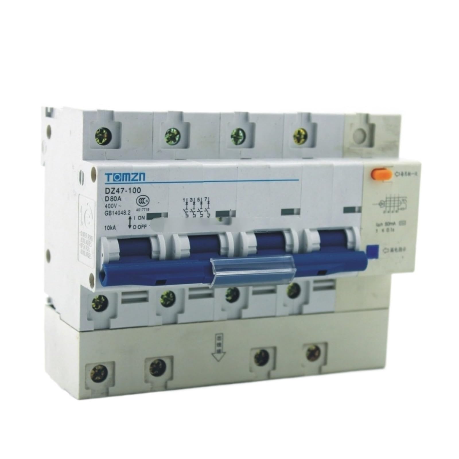 Disyuntor diferencial DZ47LE 4P 80A D 400V interruptor térmico contra fugas y sobrecorriente