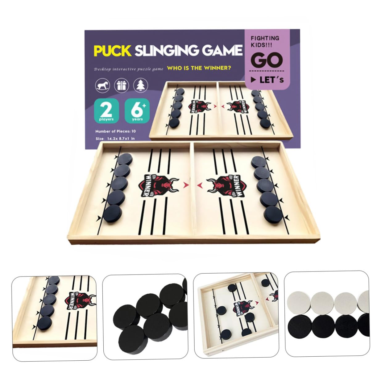 POPETPOP Jeu de Société en Bois Palets à Fronde pour Parents et Garçon et Filles, Jeu D'échecs Amusant et Éducatif pour Bataille de Bureau sur Table