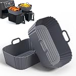 Silicone Air Fryer Liners 2 Pack, Reusable Liners for Ninja Air Fryer Accessories, Compatible with Ninja Foodi DZ201 DZ401 6-in-1 8-10QT Air Fryer Basket
