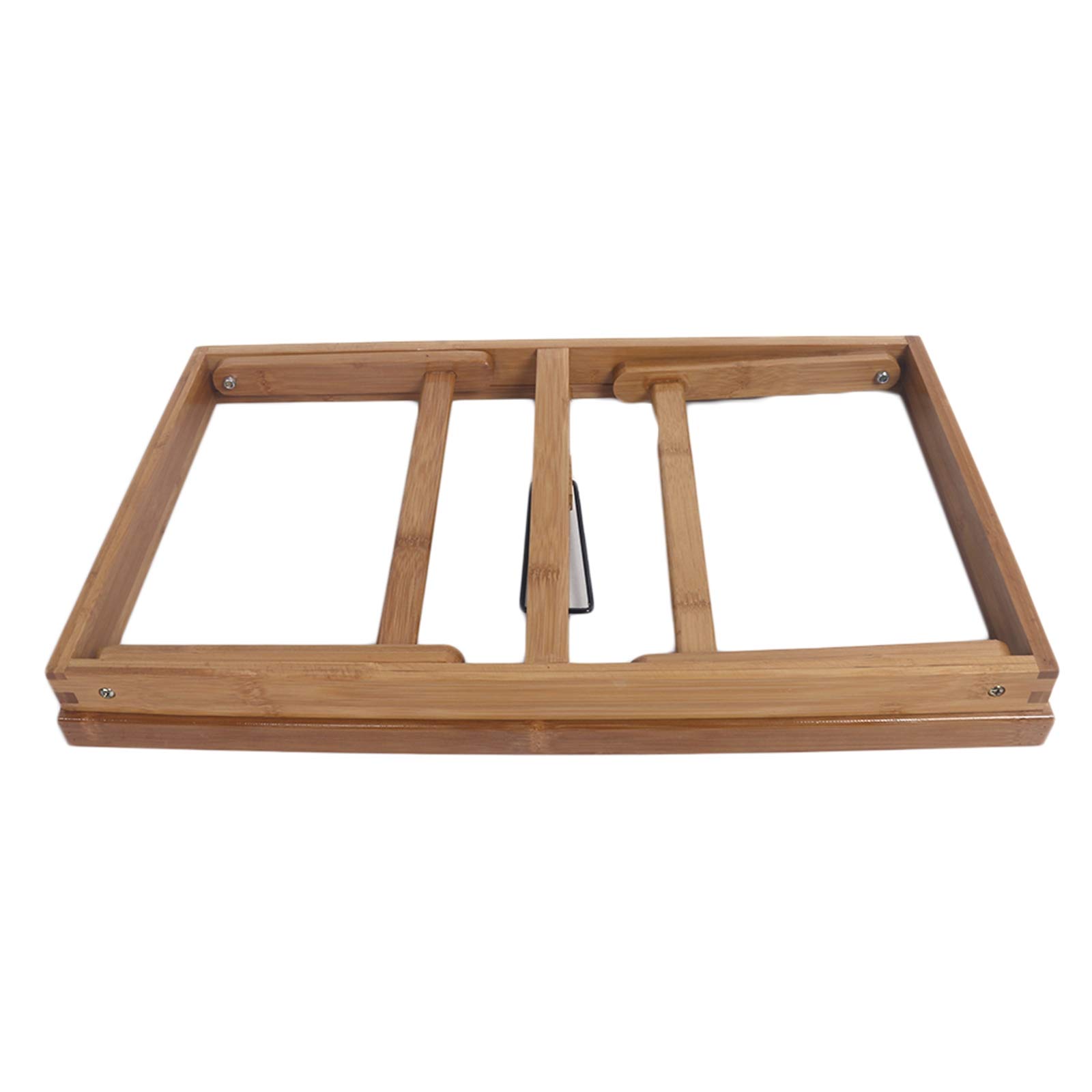 Plateau de lit réglable en bambou avec pieds pliants, parfait pour le petit déjeuner au lit, l'utilisation d'un ordinateur portable ou la salle à manger à la télévision – Couleur bois élégante et