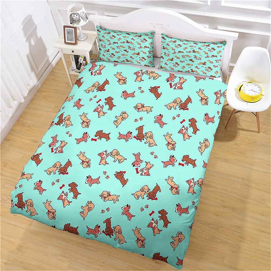 Poszewka na kołdrę Super King 260 x 220 cm nadruk 3D zwierzę szczeniak zestaw pościeli ultramiękka mikrofibra pościel poszewka na kołdrę dla dorosłych podwójna poszwa na kołdrę z zamkiem błyskawicznym i 2 poszewki na poduszki