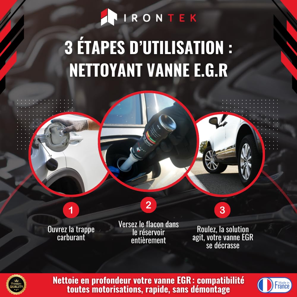 Nettoyant Vanne EGR Diesel et Essence sans Démontage 300ml - IRONTEK | IT224 | Élimine Dépôts Calamine Système EGR Complet | Qualité Pro