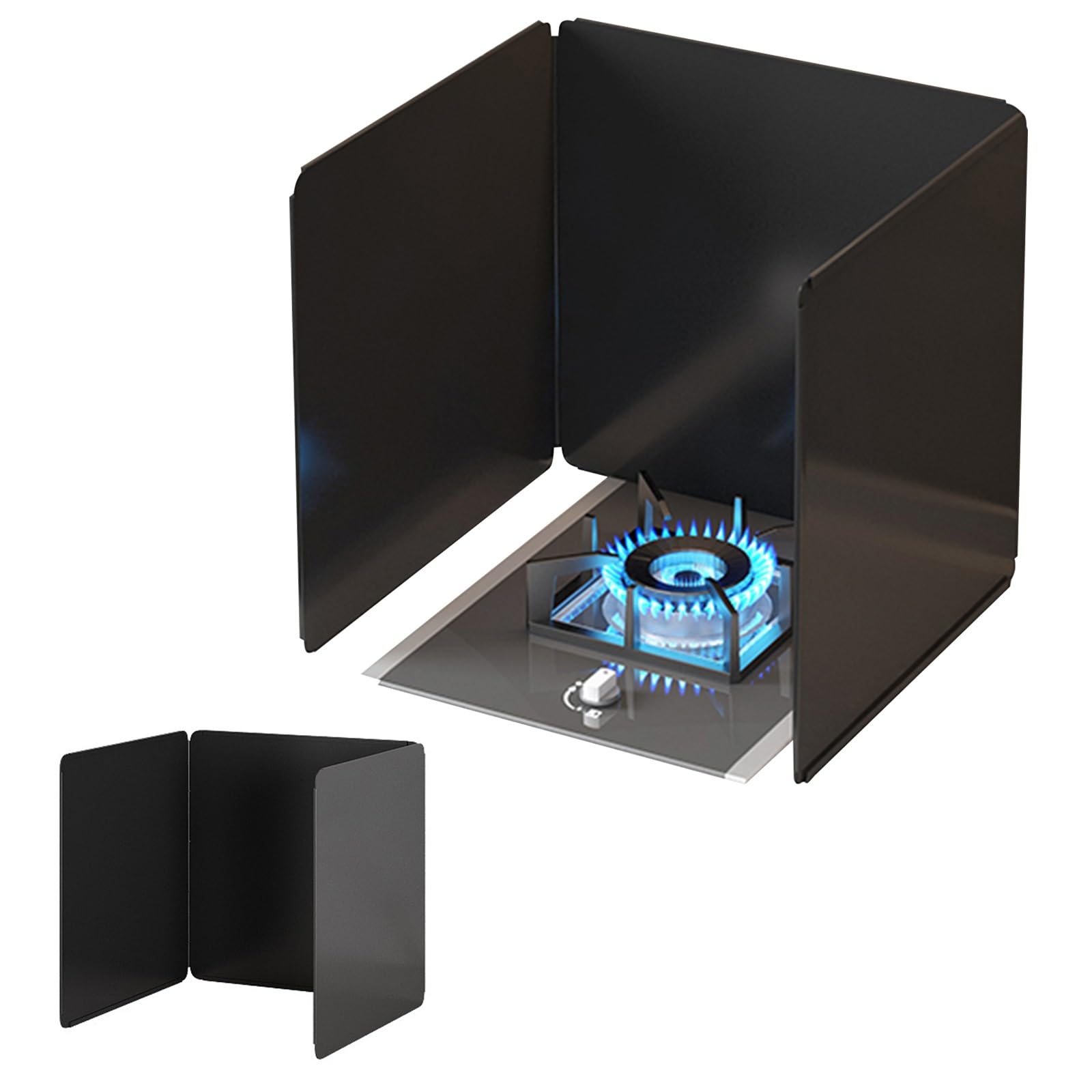 EAmrfvqt Stainless Steel Foldable Splash, Foldable Stainless Steel Splatter Guard, Black, Multiple Sizes(45x45x45cm)