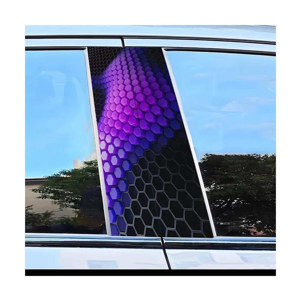 Dabhuoc One Color Car Parts 2 Pcs Car Window Pillar Stickers Honeycomb Pattern Scratch Resistant Film