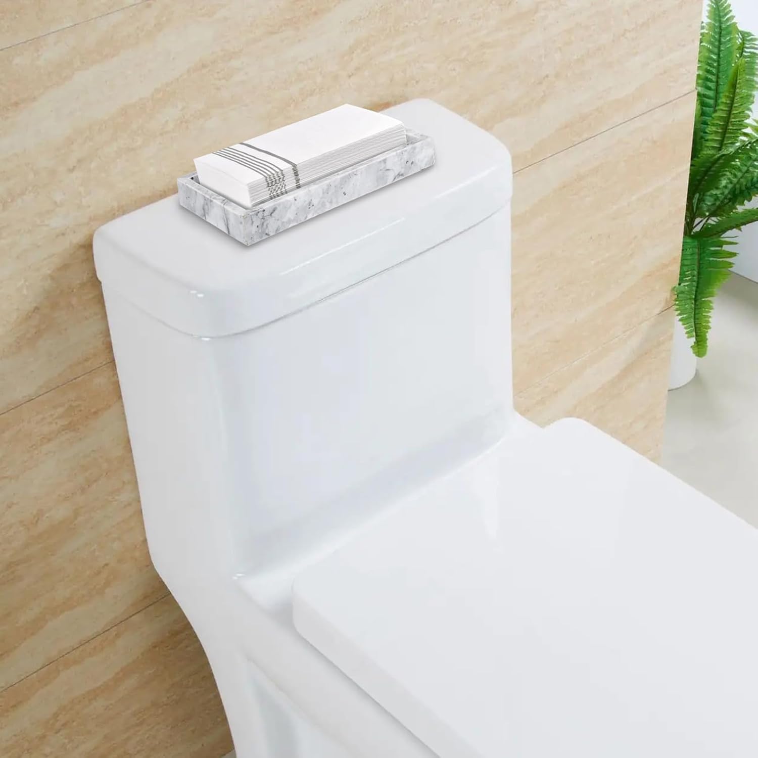 Sumnacon Bathroom Napkin Holder Countertop Stylish Napkin Holders for Paper Napkins Hand Towels Bathrooms Guest Towel Holder Marble Flat Napkin Holder for Vanity Back of Toilet Dining Table Kitchen - Image 7