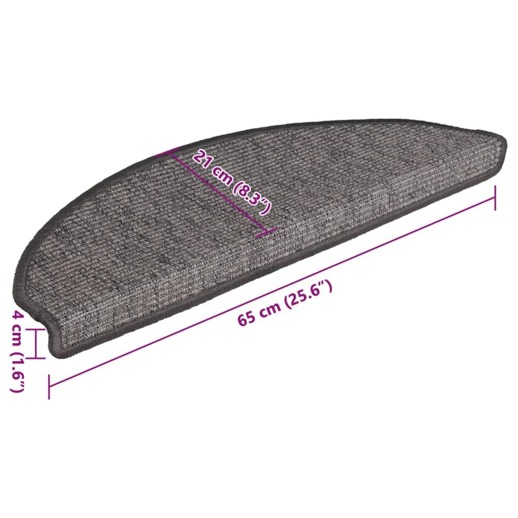 Lot de 15 tapis d'escalier 65 x 21 x 4 cm beige et gris semi-circulaires, grands, antidérapants, autocollants, pour un maintien sûr et une réduction du bruit