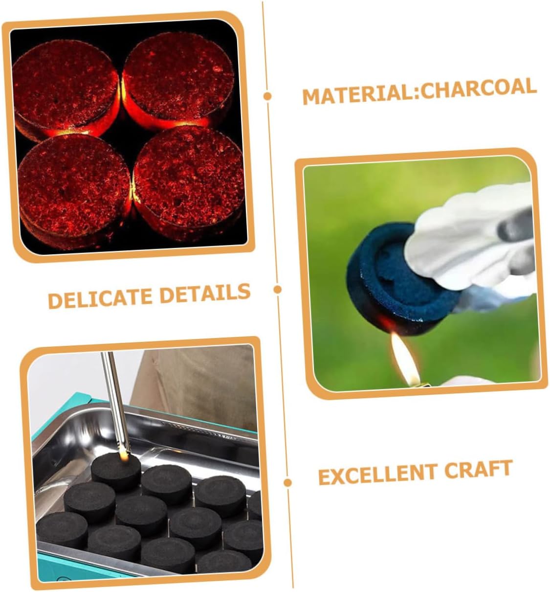 70pcs Fire Starter Charcoal Briquettes BBQ Charcoal Tablets for Camping Grill Outdoor Cooking Camping Stove