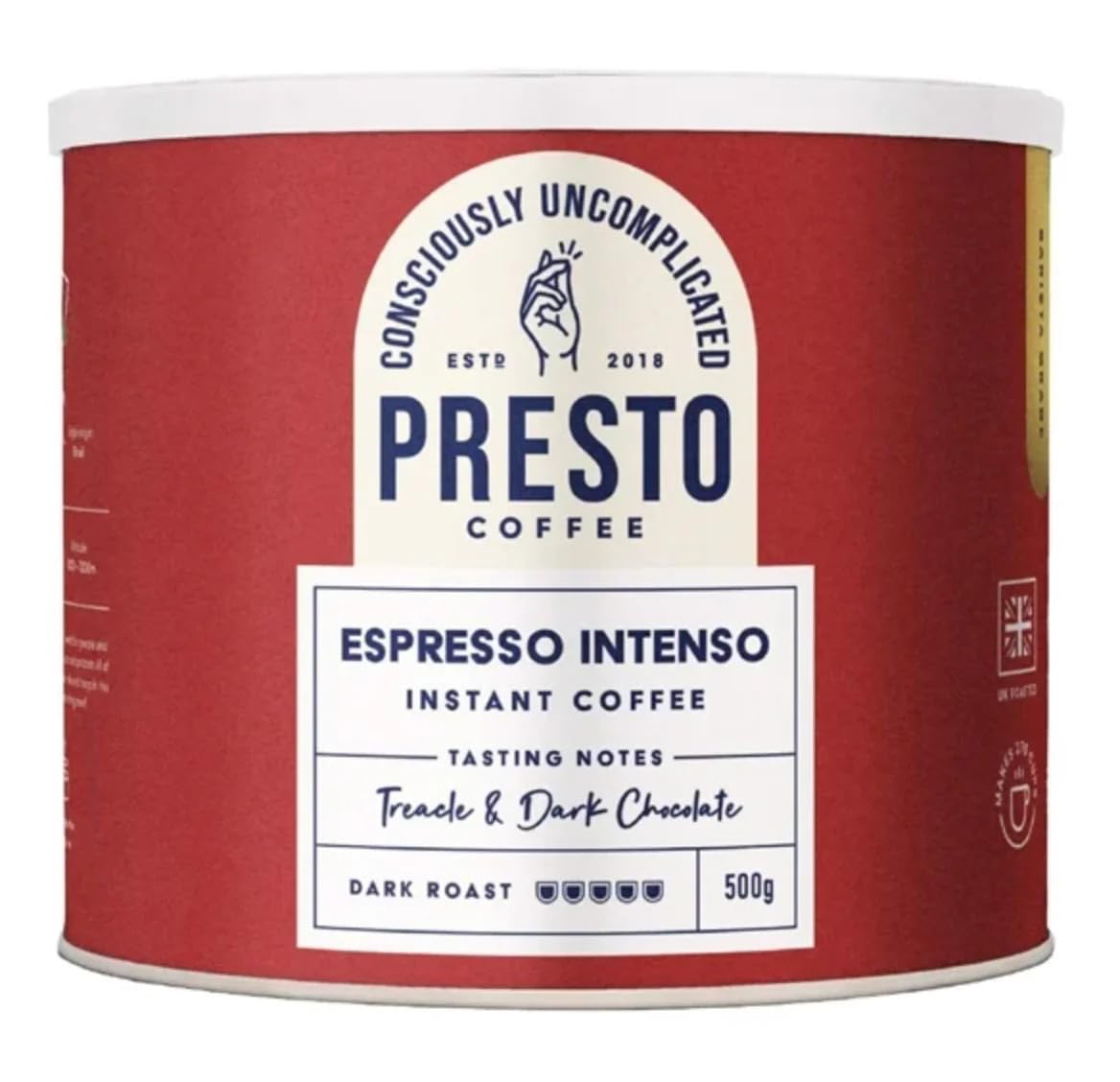 Presto Coffee – Intenso Espresso Instant Coffee – 500g – Bold & Strong – Dark Chocolate Notes – Vietnam Origin Arabica – Rainforest Alliance Certified – Recyclable Packaging