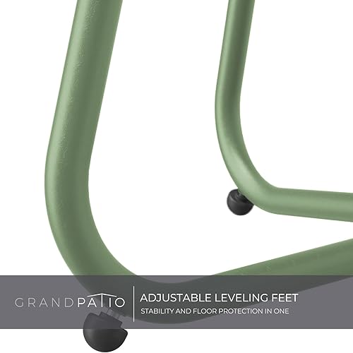 Miniatura 7 de Grand Patio - Mesa auxiliar de acero para patio, resistente a la intemperie, redonda, para exteriores, color verde salvia