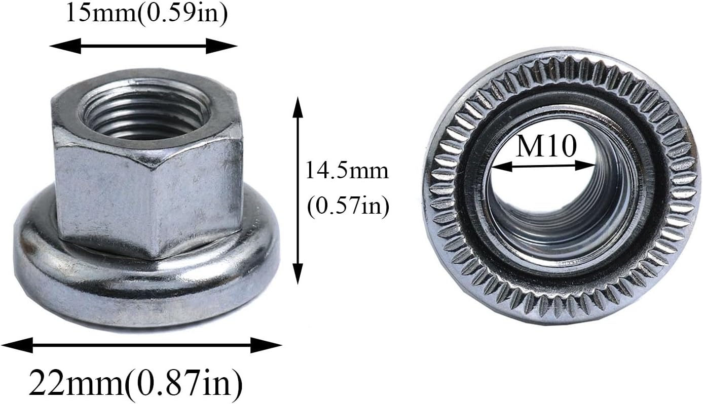 M10 Bike Wheel Axle Nut - 4PCS, Silver image 4