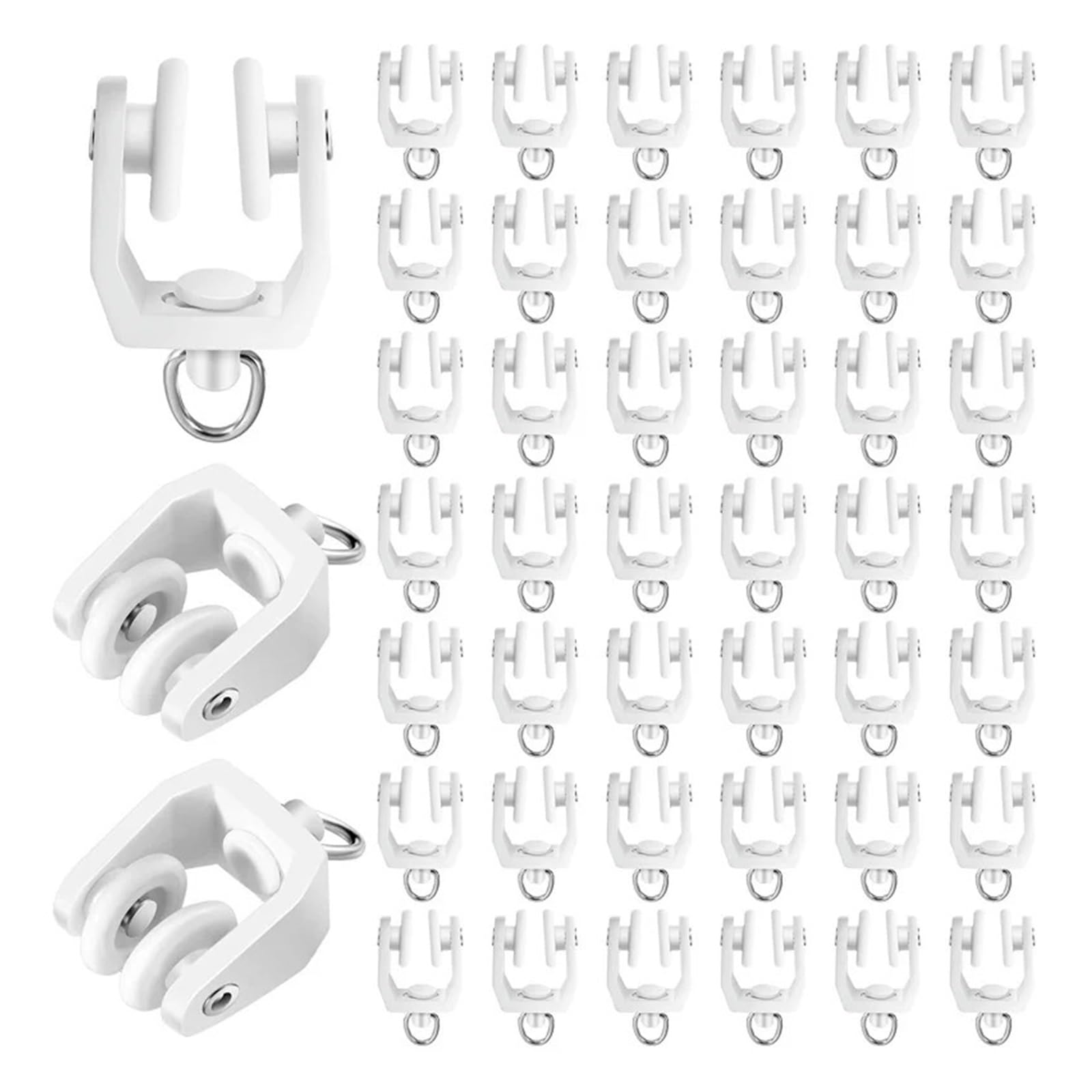 15/30/50 Stück Deckenvorhang-Laufrollen, flexibel, biegbar, 11 mm, weißer Kunststoff, Vorhangschienengleiter mit Haken Zum Aufhängen von Duschvorhängen(Black,30pcs)