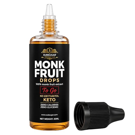 SubSugar Pure Monk Fruit Sweetener With Dropper No Erythritol Liquid Drops Zero Calorie Sugar Free Sweetener Without Additives for Coffee & Drinks Keto Friendly (30ml)
