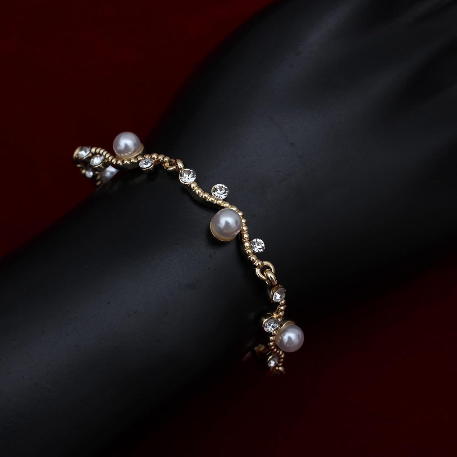 Bridal Pearl Choker Necklace Earrings Bracelet Wedding Crystal Jewelry Set for Women Brides Bridesmaid Prom - Image 4