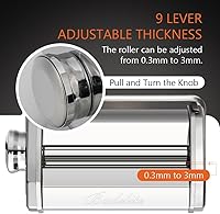 Vista 3 de Máquina para hacer pasta, 150 unidades, máquina manual de pasta con rodillo y cortador, ajustable, 9 de grosor y 2 de ancho, para espaguetis