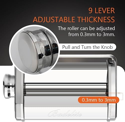 Miniatura 3 de Máquina para hacer pasta, 150 unidades, máquina manual de pasta con rodillo y cortador, ajustable, 9 de grosor y 2 de ancho, para espaguetis,