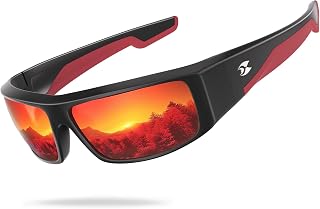 suoso Polarized Sports Sunglasses for Men Wrap Design for Fishing | HD polarized Reduces Glare TAC Lens UV400 Protection Non-slip Temples Fit for Running Golf Driving TR90, Case & Pouchrized